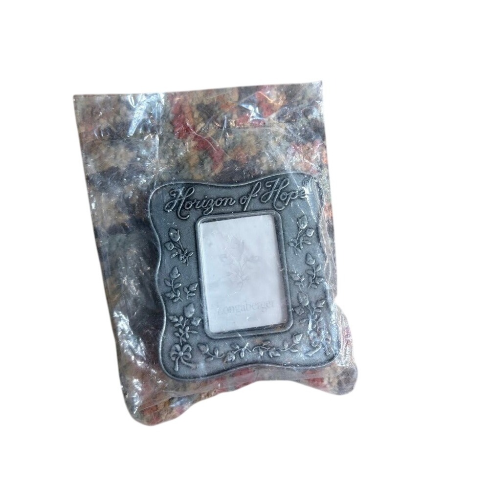 Longaberger Horizon‎ of Hope Pewter Mini Photo Frame Floral Embossed B0087